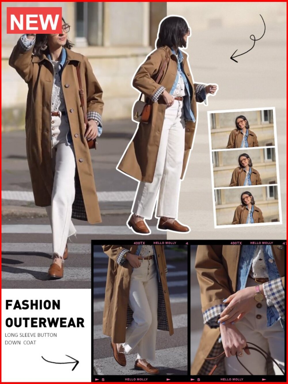 Long Trench Coat Single Breasted Oversized Windproof Overcoat - Picture 7 of 7